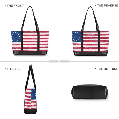 Vista 5 de Bolsa de viaje resistente con diseño de bandera de Betsy Ross de estilo vintage con bolsa de cremallera para el trabajo para viajes con bolsa