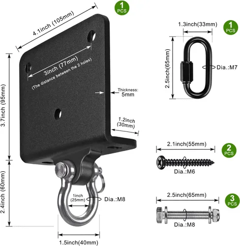 Vista 2 de BeneLabel Colgador para Saco de Boxeo para Bolsa Pesada Hardware de Montaje en Viga Rotación 360° Soporte de Techo para Saco de Boxeo Montaje