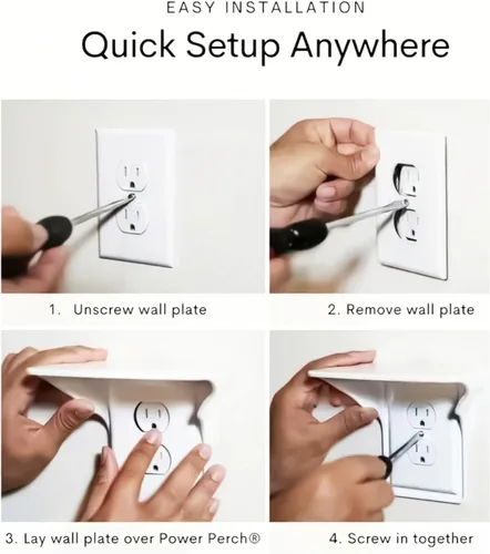 Vista 5 de Estante de salida, soporte de pared de baño con gestión de cables integrada, organizador de pared para decoración inteligente del hogar, ahorro