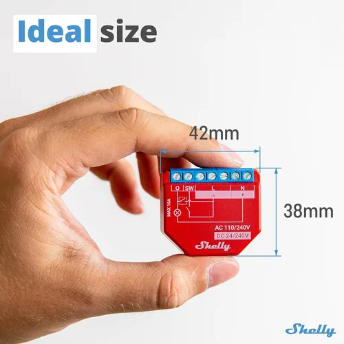 Vista 7 de Shelly 1 PM - Interruptor de relé, automatización inteligente del hogar, WiFi, para Alexa y Google Home, app iOS y Android, sin concentrador