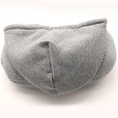Vista 7 de wrooker Travel Hooded U-Shaped Pillow Cushion Car Office Airplane Head Rest Neck Support (Black)