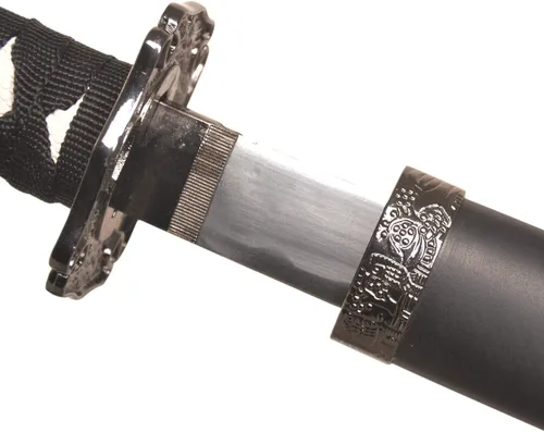 Vista 4 de Sword Valley Authentic Hanakiri Samurai Sword 3-Piece Set with 3-Tier Display Stand - Dragon Engraved Scabbards, Stainless Steel Blades, Waxed