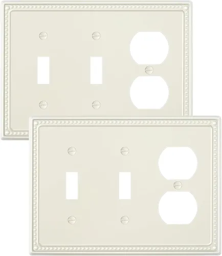 Vista 32 de Paquete de 2 cubiertas de placa de interruptor de luz de doble palanca, cubiertas decorativas de placa de doble interruptor Pearls, placa de pared