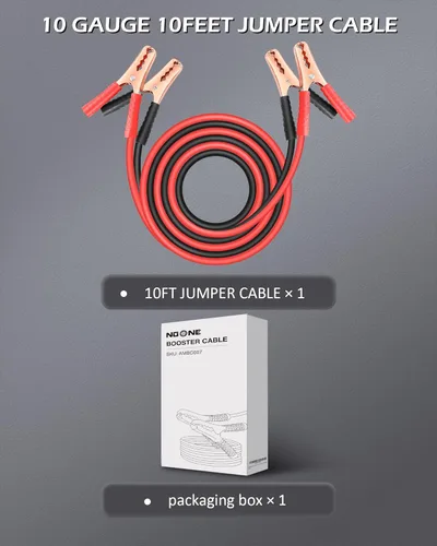 Vista 7 de NOONE Cables de puente para batería de automóvil, cables de refuerzo automotrices resistentes para arrancar baterías muertas o débiles (calibre 10)