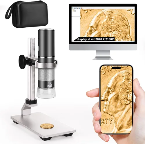 Vista 8 de Ninyoon Microscopio 4K con soporte profesional para iPhone Android PC, 50-1000X Microscopio digital USB endoscopio HD cámara para todos