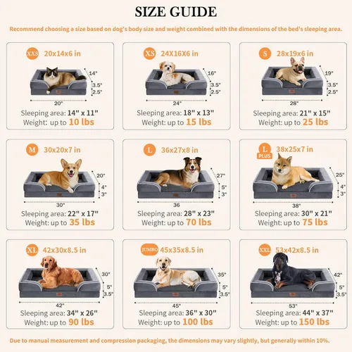 Vista 3 de Comfort Expression - Cama ortopédica para perros pequeños, 20 x 14 pulgadas, cama impermeable y de apoyo de espuma con cojines removibles, sofá
