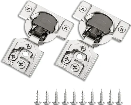 Vista 21 de Bisagras de gabinete de 1 pulgada de superposición con cierre suave, 2 paquetes de bisagras de cierre lento y suave para gabinetes de cocina