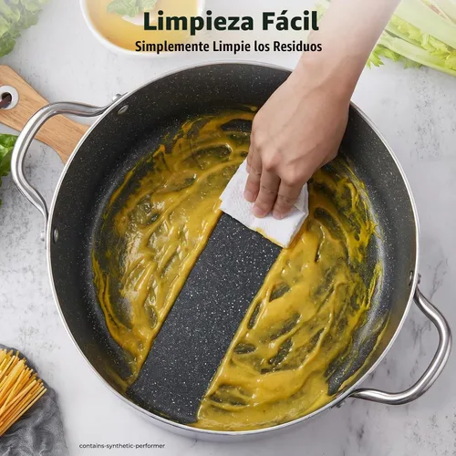 Vista 8 de BEZIA Olla antiadherente de 6 cuartos de galón con tapa, olla de cocción