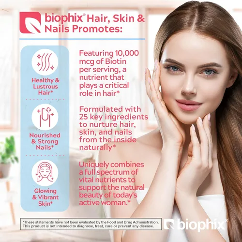 Vista 2 de Complejo para el cabello, piel y uñas, 180 cápsulas con 10000 mcg de biotina, sin vitamina C-1000, 30 tabletas, multivitamínico que apoya las uñas