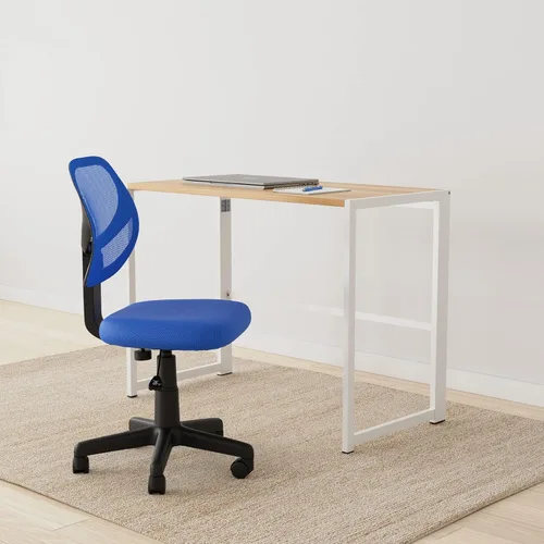 Vista 8 de Amazon Basics Silla de escritorio de la oficina de tareas de la computadora de atrás con ruedas giratorias - azul