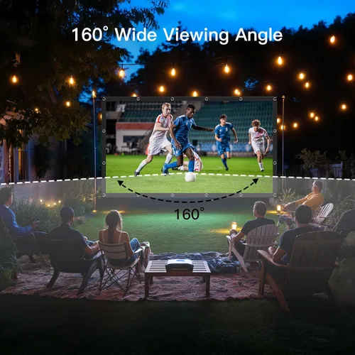 Vista 6 de Pipishell Pantalla de proyector mejorada de múltiples capas de 120 pulgadas, pantalla de cine 4K UHD 16:9 para exteriores, plegable y lavable a