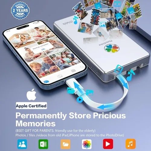 Vista 2 de iDiskk App-le - Disco duro externo certificado de 1 TB para iPhone, iPad, teléfonos Android, MacBook, computadora para copias de seguridad