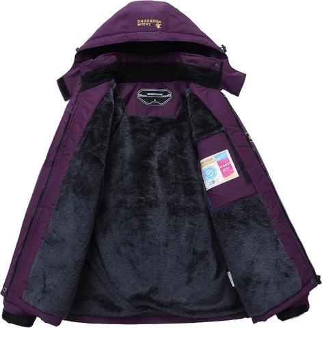 Vista 4 de MOERDENG Women's Waterproof Ski Jacket Warm Winter Snow Coat Mountain Windbreaker Hooded Raincoat Jacket