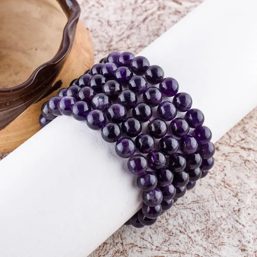 Vista 7 de Pulsera de purificación hecha a mano con piedras preciosas – Pulsera unisex elástica con cristales curativos de chakras, cuentas redondas de cuentas