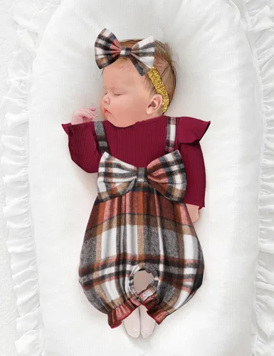Vista 2 de Queenstyle Ropa de bebé niña de manga larga, overol lindo traje de bebé de 0 a 18 meses