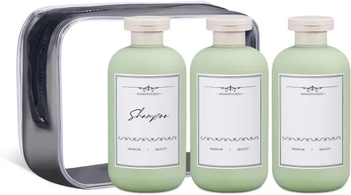 Vista 17 de ASEVAT Botella de plástico exprimible de 3.4 onzas para loción, recipiente vacío de plástico para champú y acondicionador, botellas de plástico