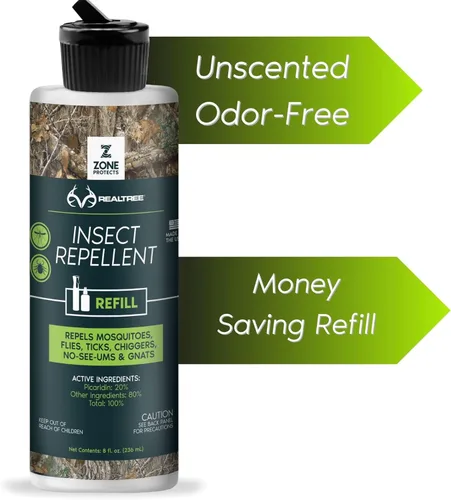 Vista 6 de Zone Realtree Picaridin - Repelente de insectos de 8 onzas, paquete doble de repuesto; protección de picaridina de 12 horas contra mosquitos