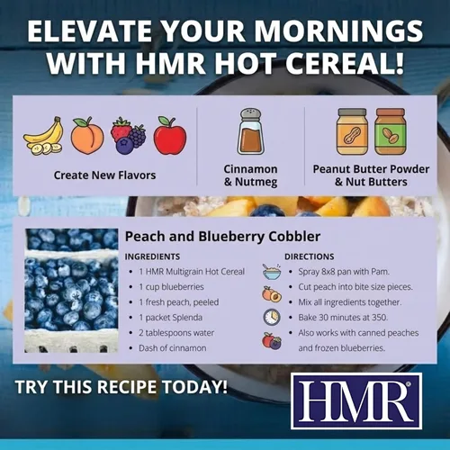 Vista 4 de HMR Cereal caliente multigrano Desayuno o merienda abundante Apoya el control de peso Comida conveniente baja en calorías 0.35 oz