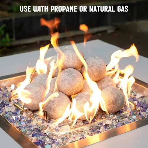 Vista 5 de Stanbroil - Bolas de cerámica de 3" redondas para hoguera, cuenco de fuego y chimenea - Juego de 15, gris