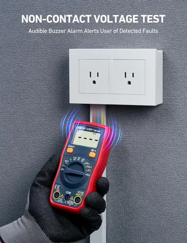 Vista 5 de AstroAI - Multímetro digital, probador de voltaje de batería de 1.5 V/9 V/12 V, auto-rango/óhmetro/DMM con función NCV, mide con precisión voltaje