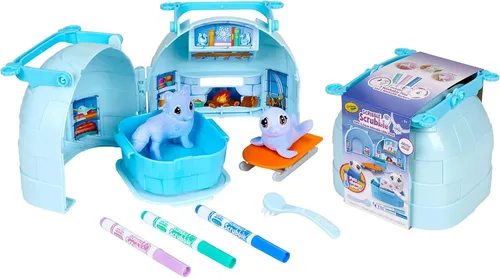 Vista 2 de Scribble Scrubbie Pets Iglú Ártico, mascotas que cambian de color y estuche de almacenamiento, regalo para niñas y niños
