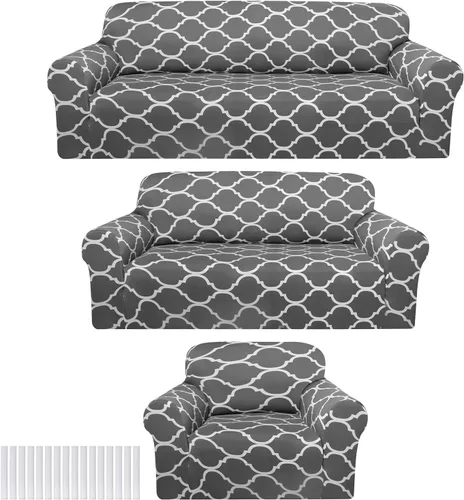 Vista 11 de Peryiter - Juego de 2 fundas para sofá para sala de estar, protector de muebles para sofá y sofás de dos plazas, sillón, funda elástica ajustada