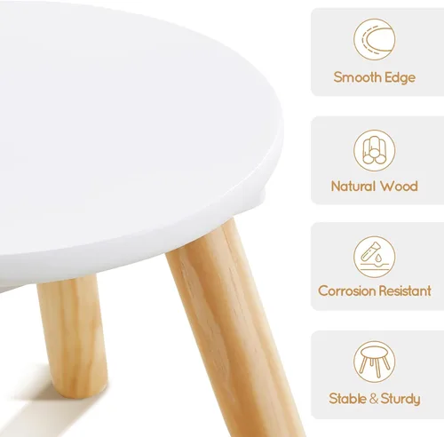 Vista 6 de Beright Taburete de madera para niños, taburete para niños, mesa sensorial perfecta a juego, taburete resistente de 9 pulgadas con cuatro patas