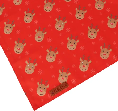 Vista 6 de ADOGGYGO Bandanas rojas de Navidad para perro, bufanda con diseño de reno de Papá Noel, tela premium duradera, bandanas rojas de Navidad para perros