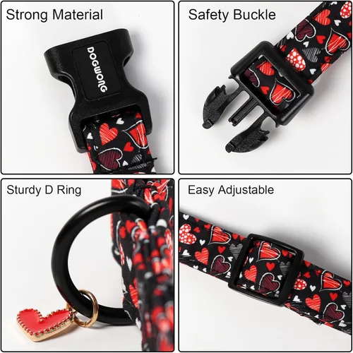 Vista 85 de DOGWONG Collar de algodón y cáñamo para perros, collar rosado resistente ajustable de tela natural suave para mascotas, lindo collar de boda