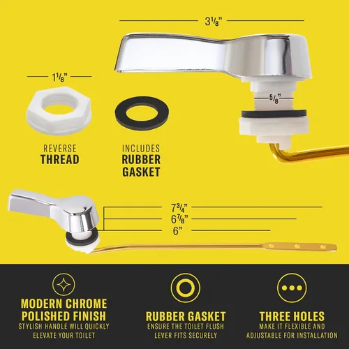 Vista 8 de Qualihome Kit de Reemplazo de Manija de Descarga de Inodoro - Manija Universal de Inodoro - Palanca de Descarga Duradera, Elegante y Fácil