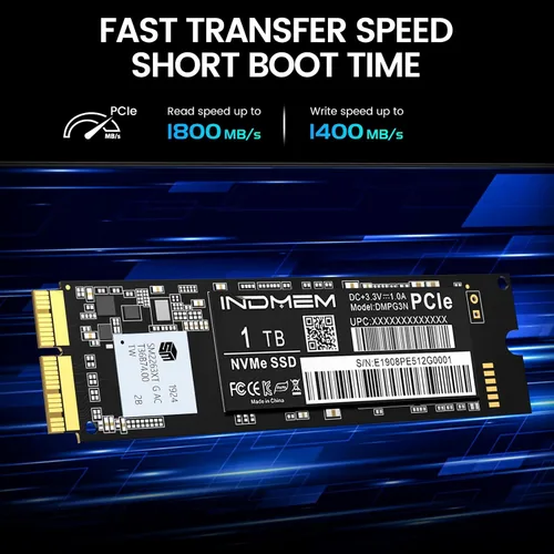 Vista 2 de INDMEM PCIe NVMe Gen3x4 SSD 1TB 3D TLC NAND Disco duro flash SSD de repuesto para MacBook Air 2013-2017, MacBook Pro Retina 2013-2015, iMac