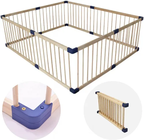 Vista 10 de Jolan Corralito para bebés de madera, para interiores y exteriores, centro de actividades para niños, valla transpirable y duradera, corralito