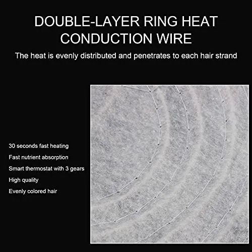 Vista 2 de Calefacción eléctrica para el cabello, calentador de vapor para acondicionador profundo, herramienta de cuidado del cabello desmontable, gorro