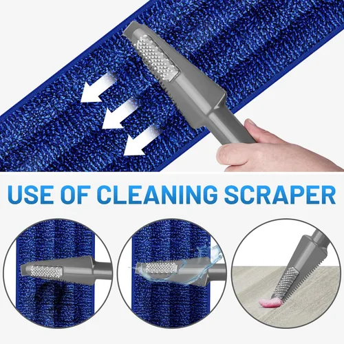 Vista 5 de Mopa de microfibra para pisos de madera dura - Mopa en aerosol húmeda y seca con 4 almohadillas lavables para azulejos, madera, laminado, vinilo