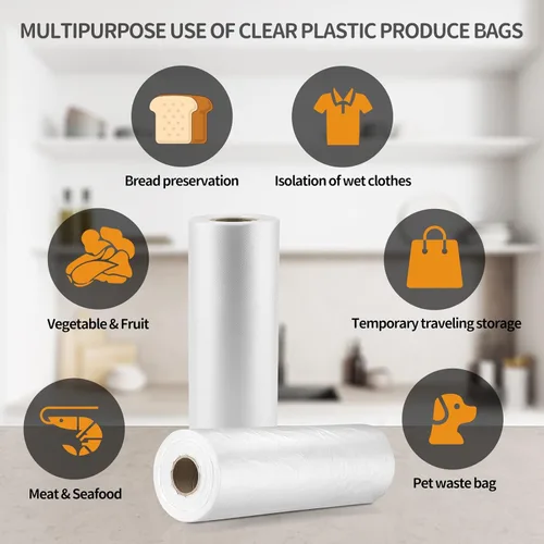 Vista 5 de Bolsas de plástico transparentes de 12 x 20 pulgadas, bolsas de almacenamiento de alimentos transparentes 350 unidades en un rollo, bolsas