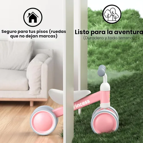 Vista 5 de BEKILOLE Bicicleta de equilibrio para bebés para niñas de 1 año, bicicleta de equilibrio para niños de 12 a 24 meses, 4 ruedas silenciosas, juguetes