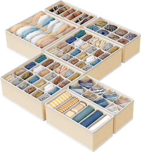 Vista 14 de Simple Houseware Juego de 4 organizadores de cajones, separadores de armario para ropa interior, calcetines, sujetadores, bufandas, corbatas, cajas