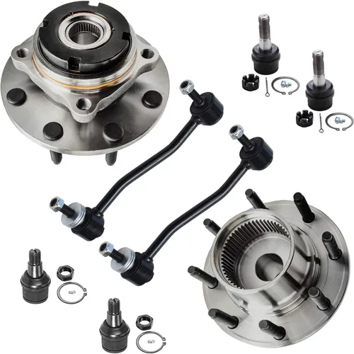Vista 157 de Detroit Axle - Kit de suspensión de 14 piezas para Jeep Liberty 2006-2007, 2 cubos de rodamiento de ruedas, 2 brazos de control superior, 2 rótulas