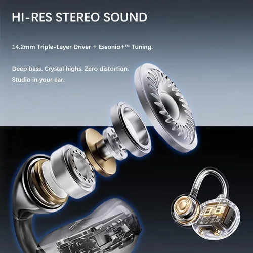 Vista 5 de Auriculares Open Ear M30, Bluetooth 6.0 Wireless Ultra Audio, ENC AI Air Conduction Headphones, 60 horas de reproducción, sonido estéreo, control