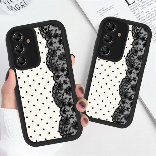 Vista 7 de Para Samsung Galaxy S24 5G 6.2''Cute Polka Dot Phone Case-Negro