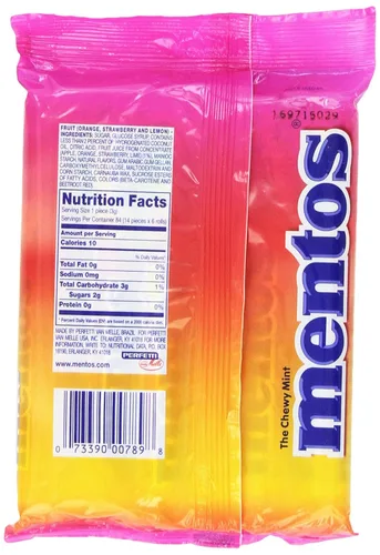 Vista 7 de Mentos Rollo de caramelo de menta masticable con sabores de frutas arcoíris (14 piezas) y rollo de caramelo de menta masticable Mentos sabores