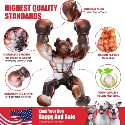 Vista 3 de Juguetes para perros para masticadores agresivos, juguetes indestructibles para perros, huesos de perro casi indestructibles para perros pequeños