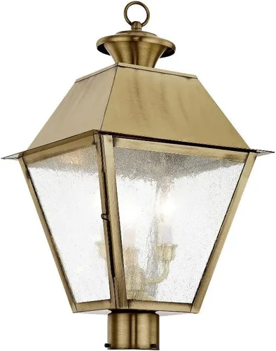 Vista 4 de Livex Lighting 2169-04 Mansfield - Cabezal de poste para exteriores con 3 luces, color negro