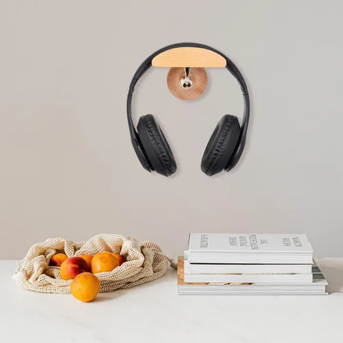 Vista 4 de UKCOCO Soporte de madera maciza para auriculares, soporte de madera, soporte de madera, soporte de madera, soporte para auriculares, soporte