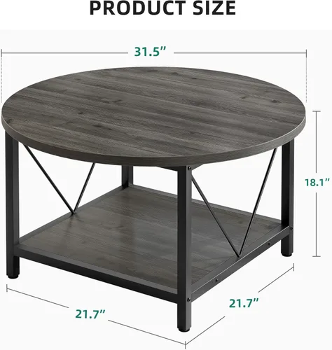 Vista 2 de YITAHOME Mesas de centro para sala de estar, mesa de centro redonda pequeña con almacenamiento, mesa de centro moderna de 2 niveles, mesa central