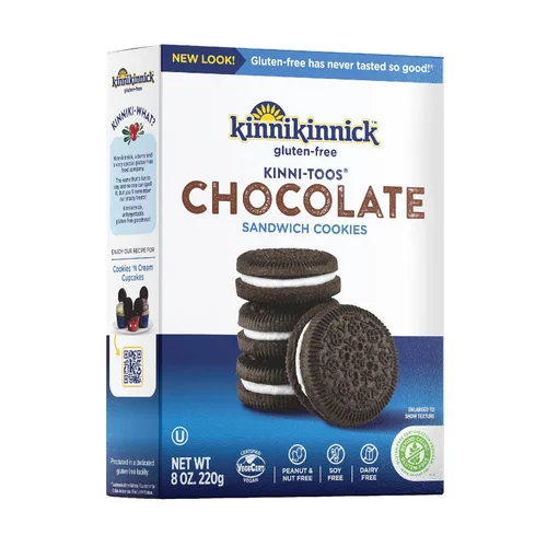 Kinnikinnick, KinniTOOS Galletas de crema sándwich, chocolate, 8 onzas