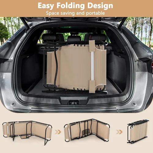 Vista 5 de Giantex Sillas de patio para exteriores, silla de bronceado plegable con reposacabezas, 4 posiciones ajustables, bolsillo lateral, tumbona al aire