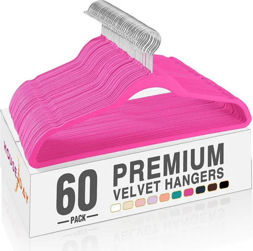 Vista 44 de HOUSE DAY Perchas de terciopelo beige, paquete de 20 perchas de fieltro antideslizantes resistentes para abrigos, perchas delgadas de alta calidad