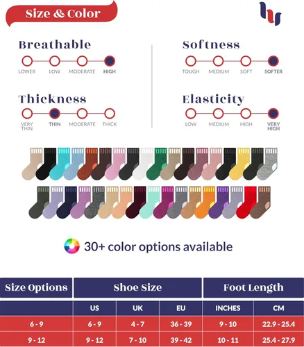 Vista 6 de Hugh Ugoli Womens Soft Bamboo Dress Socks, Thin Crew Socks for Business, Trouser, Casual,Non-Binding, Breathable,3-6Pairs