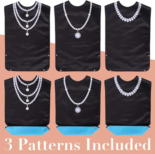 Vista 5 de Baberos para adultos Wentur para mujeres lavables impermeables para comer con recogedor de migas